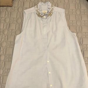 J Crew sleeveless chambray embellished collar 8